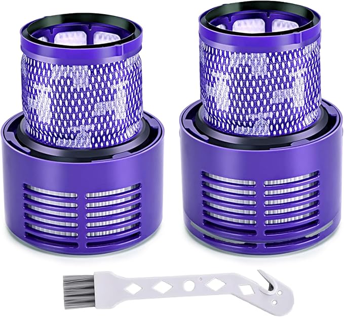 V10 Vacuum Filter Replacement for Dyson V10 Cyclone Series, V10 Animal, V10 Absolute, V10 Total Clean, SV12, Part No. 969082-01 (2 Pack Filters and 1 Cleaning Brush)