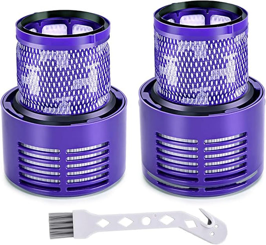 V10 Vacuum Filter Replacement for Dyson V10 Cyclone Series, V10 Animal, V10 Absolute, V10 Total Clean, SV12, Part No. 969082-01 (2 Pack Filters and 1 Cleaning Brush)