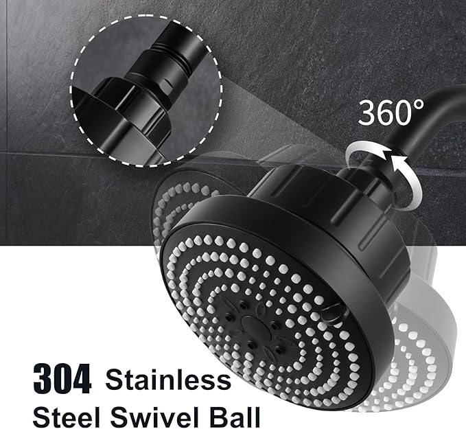 OFFO Filtered Shower Head, 20 Stage Shower Filter Head for Hard Water, 6 Modes High Pressure Shower Head with Filter for Remove Chlorine and Harmful, Matte Black