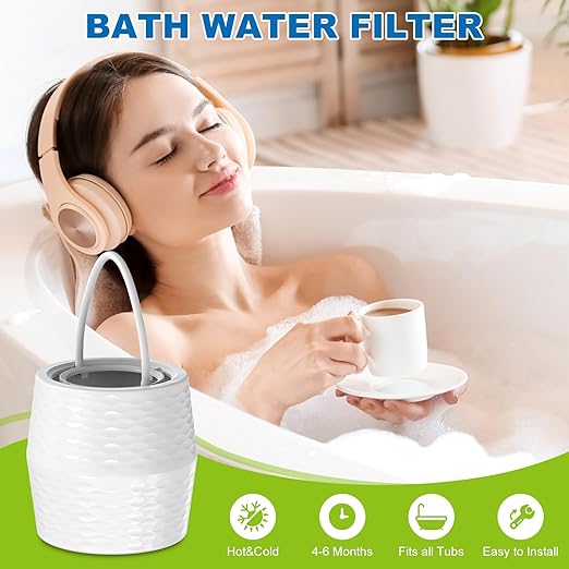 Bath Filter Cartridge for Tub - KDF-55 Bath Water Filter Cartridge for Tub Faucet, Removes Most Chlorine, Lead, Fluoride and Heavy Metals | Hard Water Softener, Improves Skin, Hair and Nails