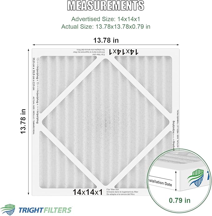 TRIGHTFILTERS 14x14x1 Air Filter 6 Pack, Durable MERV 8 Pleated Home HVAC AC Furnace Filters, Lightweight Compact Air Conditioner Filter Replacement