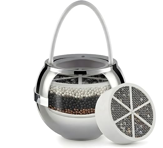 Crystal Quest Bath Ball Filter for Tub Faucet, Bathtub Water Filter, BPA-Free Bathtub Filter, Removes Chlorine, Lead & Impurities, Improves Skin, Hair & Nails, with Extra Cartridge - Chrome