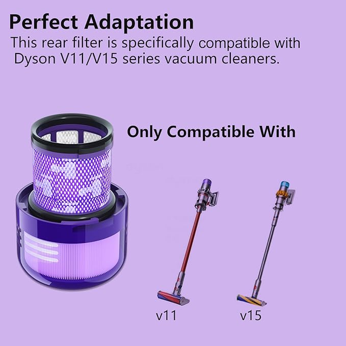4 Pack Vacuum Filter Replacement Compatible with Dyson V11/V15 Series Vacuum Cleaners, Cordless Vacuum Filter Accessories, Effective Cleaning, Home Cleaning Helper, 4 Rear-Filters (4)