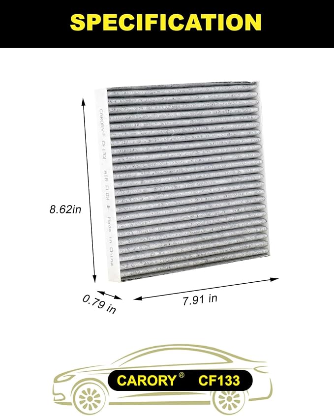 CARORY Cabin Air Filter w/Activated Carbon for Toyota Corolla (2002-2008), Matrix (2003-2008), Chirey: Omoda 5 (2023), Tiggo 4PRO (2023-2024), OE# 88568-02020, CF10133, XC35491, C35491