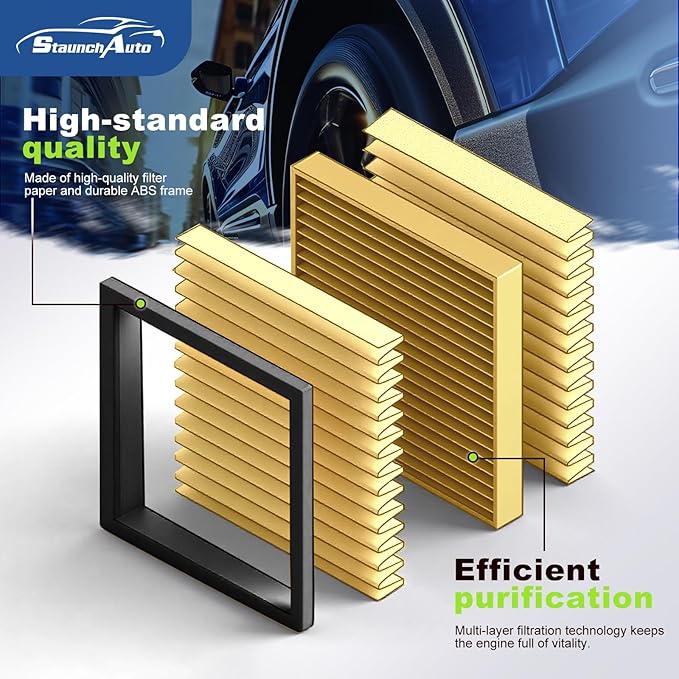 Engine & Cabin Air Filter Set for 2019-2021 Volkswagen Golf 1.4L, 2019-2021 Jetta 1.4L - Activated Carbon - 2Pack- Automotive Replacement Accessories #CF11643 5QM129620B