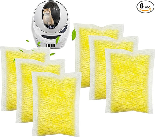 6 Pcs Cat Litter Box Deodorizer Refills Compatible with Whisker OdorTrap Pod Litter Robot 4 Accessories Filter, Eliminates Odors, Litter Box Odor Eliminator (Lemon Scent)