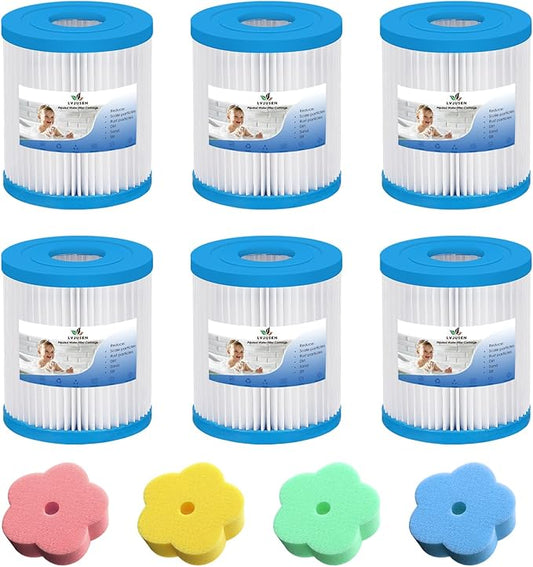 Type I Pool Filter Replacement- for Bestway 58511E/ Summer Waves Funsicle RX330 SFX330 330 Gal/H Pump, Size 1 Replaces 58093, P57100402-6 Pack