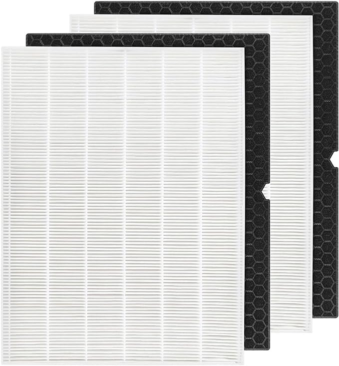 116130 Filter H Replacement Compatible with Winix 5500-2 Plasmawave Air Purifier and Winix AM80 Air Purifier - 2 HEPA and 2 Activated Carbon Filters Combo Pack