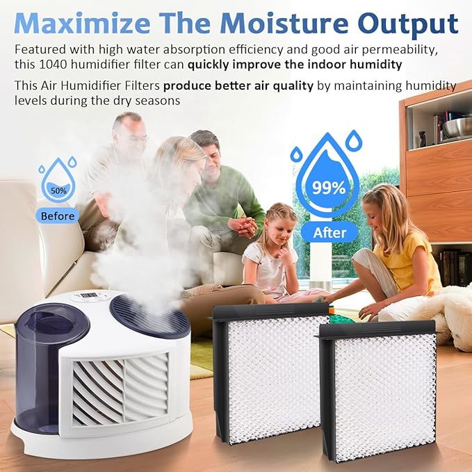 EAGLEGGO 4 Pack, 1040 Humidifier Wick Filter For Bemis Essick Air B40, B40-C, Products Models D46-720, 5D6-700, 5D6700, 7000, B23, E35, and E35 000, CM330 Series.