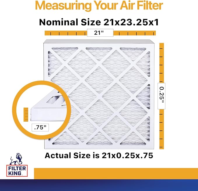 Filter King 21x23.25x1 Air Filter (MERV 13) (4-Pack) Dust & Allergy Control AC Furnace Filters, MADE IN USA, HVAC, Pleated, Electrostatic (Actual Size: 21 x 23.25 x .75)