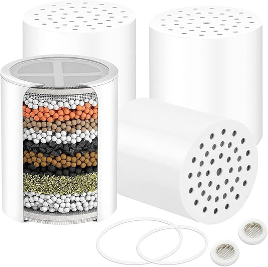 Muvzeznli multi-level shower filter replaces NIROKET for aquatic bliss ® Shower filter cartridge sf100/sf220, used to replace similar designed 15 and 20 level shower filters (4Pack)