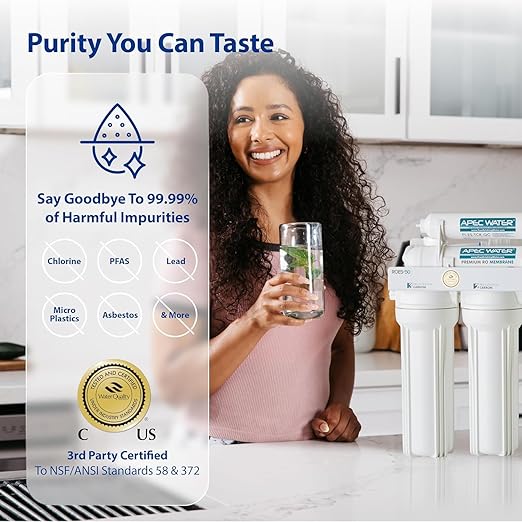 APEC Water Reverse Osmosis Water Filter System, WQA Certified, 6-Stage with Alkaline Mineral pH+ and Extra High Capacity Pre-Filter Set Stage 1-3, Ultra Safe Essence Series, 75 GPD