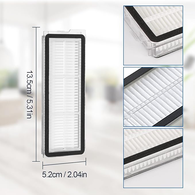 4 Pcs Replacement HEPA Filters For Roborock Qrevo S/Qrevo Pro/Qrevo Plus/Qrevo MaxV/Qrevo Curv/Qrevo Curve/Qrevo Edge/Qrevo Curv S5X/Qrevo EDGE S5A Robot Vacuum Cleaner Accessories
