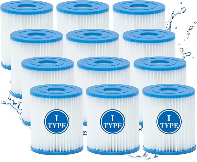 Type I Pool Filter Cartridge, Replacement Filters Cartridge for 58093, for Swimming Pool Filter RX330 Filter Pump, for 300/330 Gal/H Filter Pumps (12 Pack)