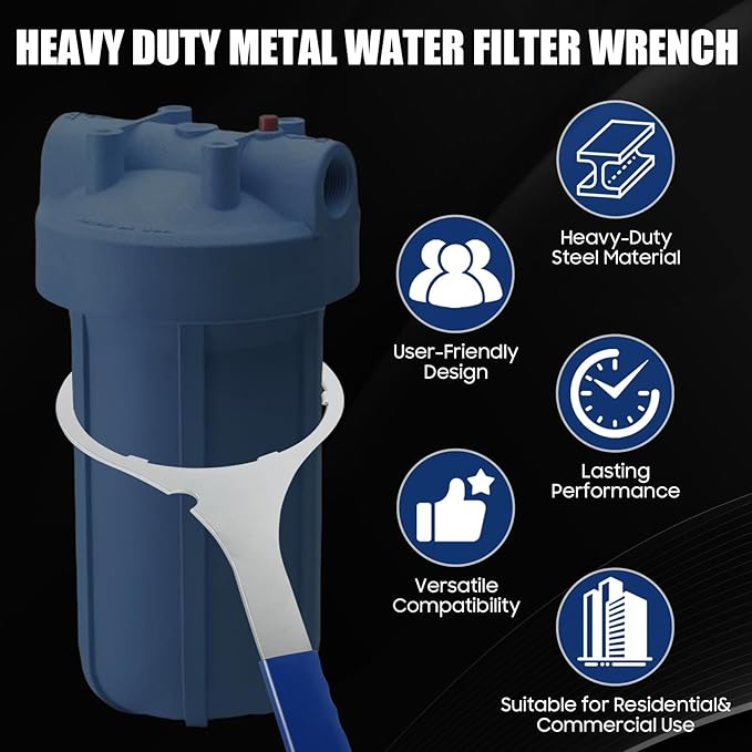 SPBW-5 Water Filter Housing Wrench 5.93 In, Heavy Duty Metal Replacement for SW-3, Compatible with Pentek 10" Big Blue & GE GXWH40L Whole House Filter Housing, Fits for Culligan Pentek Plymouth