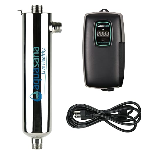Aquasana Whole House Water UV Filter System UV PurifierSterilizes 99.99% of Bacteria & Viruses and 99% of CystsLasts 12 MonthsAQ-UV-10C