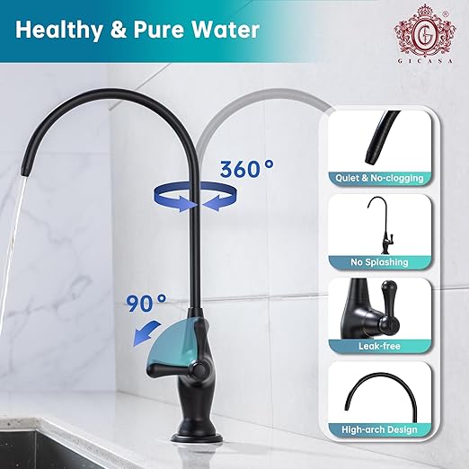 Sink Drinking Water Faucet, Sink Water Filter System, Suitable for Most Reverse Osmosis or Water Filtration Systems, Stainless Steel Reverse Osmosis Faucet for Kitchen Bar, Black