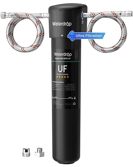 Waterdrop 15UA-UF 0.01 μm Ultra Filtration Under Sink Water Filter System, 2 Years, Reduces Lead, Chlorine, Bad Taste & Odor, Connects Directly to Your Faucet