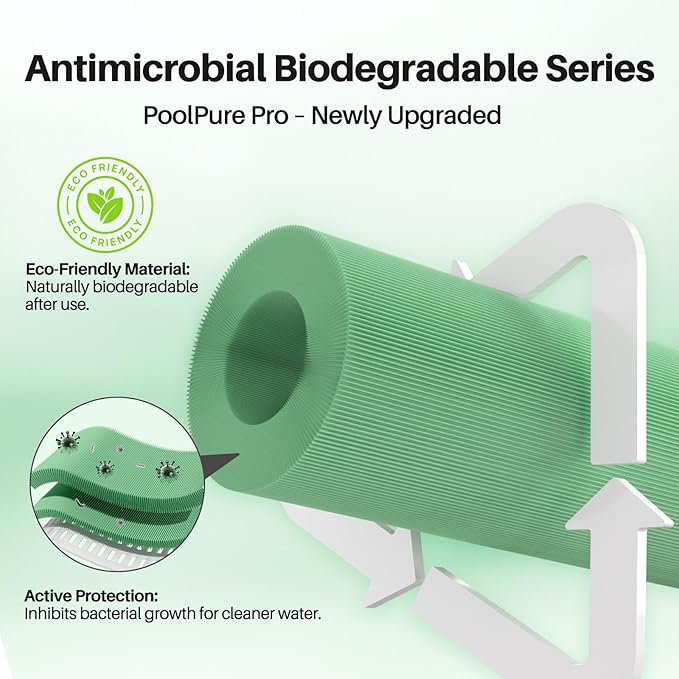 POOLPURE PA120 Antimicrobial Pool Filter, Compatible with Hayward C1200, CX1200RE, Pleatco PA120, Ultra-B2, Unicel C-8412, Filbur FC-1293, Clearwater II 125, Waterway Pro Clean PCCF-125