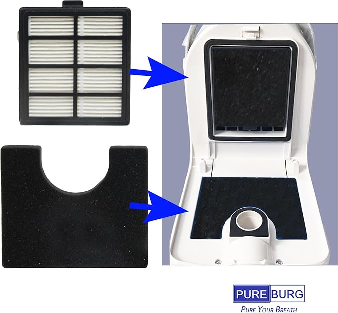 PUREBURG Replacement Filter Compatible with Bunfly PC-S1 Pet hair Trimmer Grooming Kit, Pack of 2 HPEA & 8 Sponge Filter Dogs Cats Vacuum Pet-Hair Clean