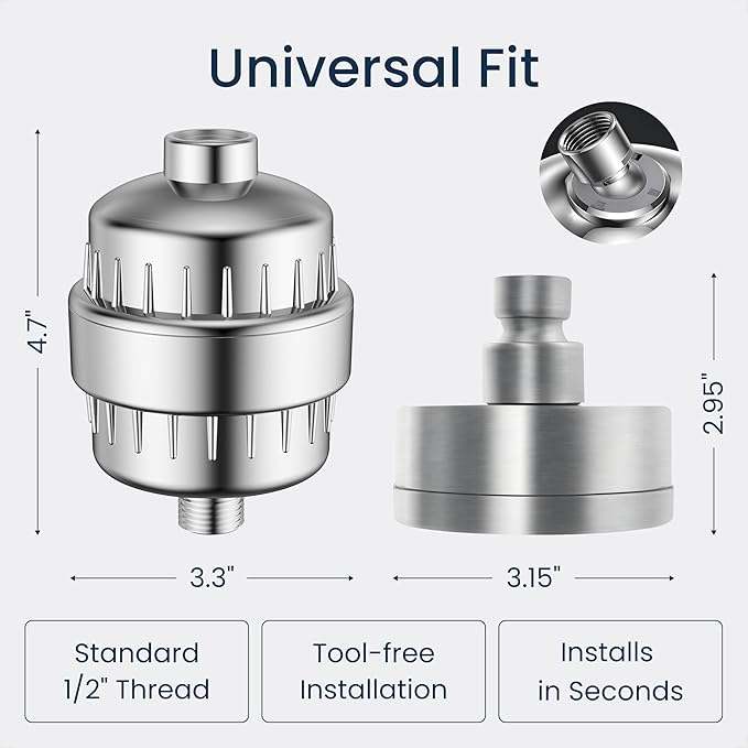 LAIFsolutions Vortex-Action Filtered Shower Head – High Pressure Shower Head Filter for Hard Water, KDF Turbo Filter Removes Chlorine & Heavy Metals, Water Softener Shower Head (Full Set)