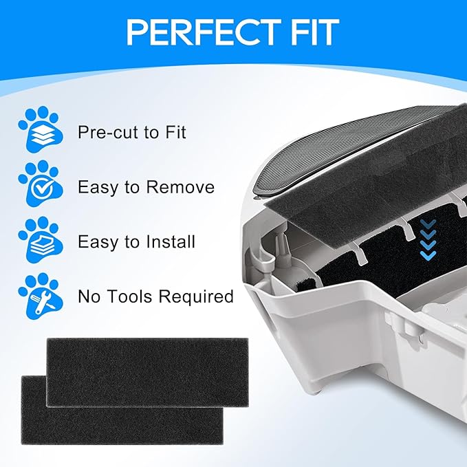 Carbon Filters for Cat Litter Box 3, Activated Carbon Filters Compatible with Model LR 3, Accessories Replacement to Absorb Odors from Pets, 6 Pack