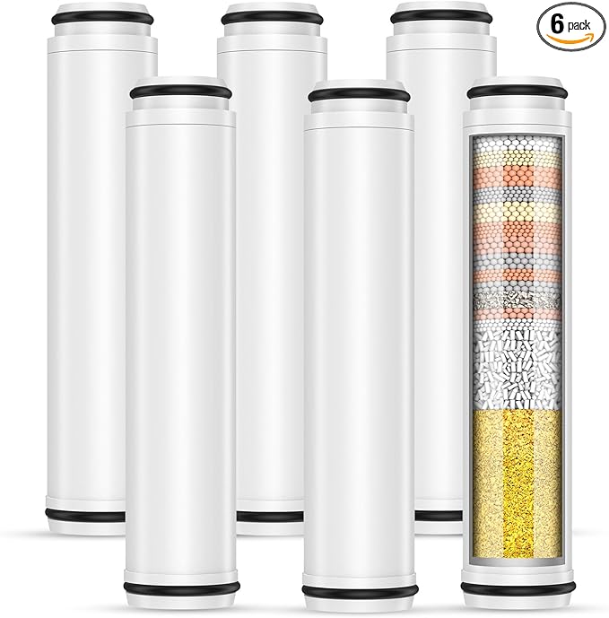 FEELSO Shower Filter for Handheld Shower Head, 6 Pack 15 Stage Replacement Filters for Hard Water Remove Chlorine and Harmful Substances