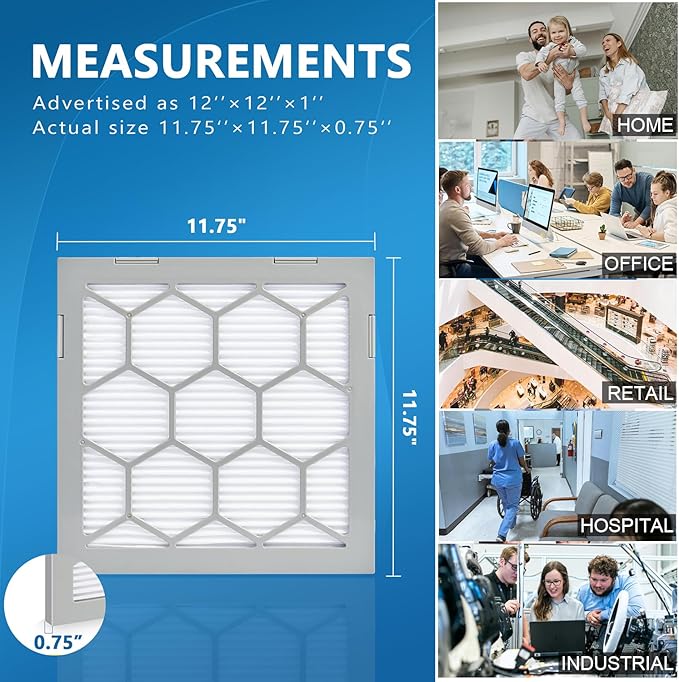 12x12x1 MERV 13 Air Filter,AC Furnace Air Filter,Reusable ABS Plastic Frame, 7 Pack Replaceable Filter Media (Actual Size: 11 3/4" x 11 3/4" x 3/4")