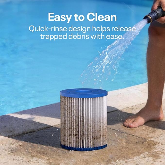 POOLPURE Type I Pool Filter Cartridge, Compatible with Summer Waves Type I P53RX0330000 / P53FX0330000, 58093, for Summer Waves Above Ground Pool Pump,300/330 Gal/H Filter Pump, Pack of 4