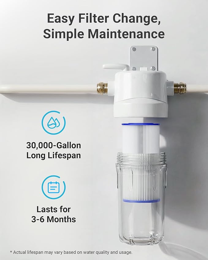 AQUA CREST FXHSC Whole House Water Filter, 20 Micron 10" x 4.5" Sediment Filters Replacement for GE® FXHSC, GXWH40L, GXWH35F, American Plumber W50PEHD, W10-PR, Culligan® R50-BBSA, Pack of 2