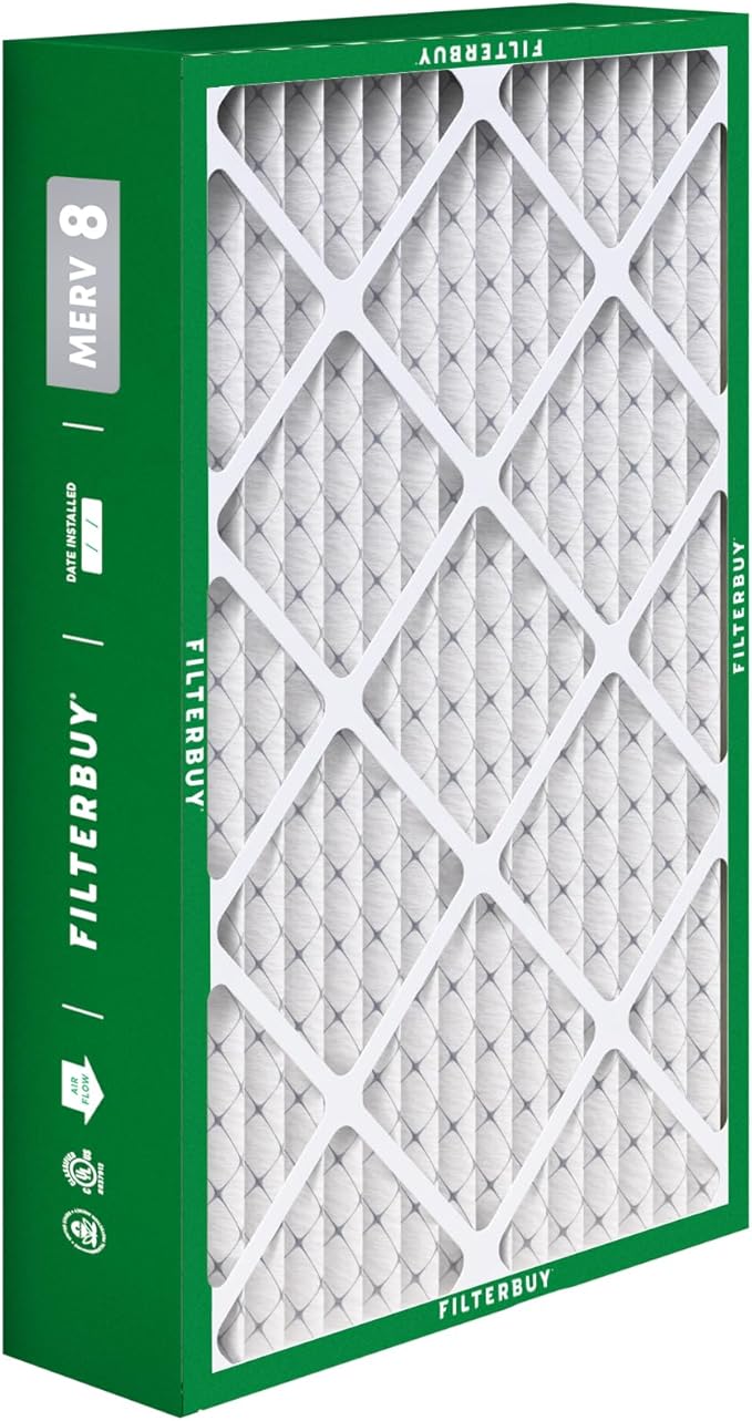 Filterbuy 15.75x27.63x3.50 Air Filter MERV 8 Essential Dust & Allergy Defense (2-Pack), Pleated HVAC AC Furnace Filters for AprilAire Space-Gard 104 & 2140 (Actual Size: 15.69 x 27.56 x 3.50)