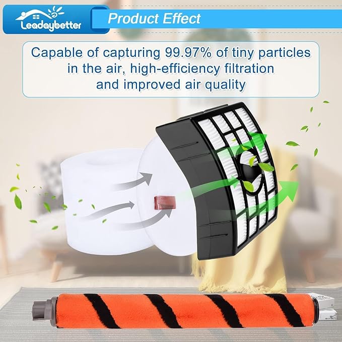 Leadaybetter Filter Replacement for Shark APEX DuoClean Lift-Away AX950 AX951 AZ1002 AZ1000 AZ1000W, 1 Black Filters, 2 Foam & Felt Filters, 1 Brush Roll, Compare to Part # XFF650 & XHF650 & 1173FT950