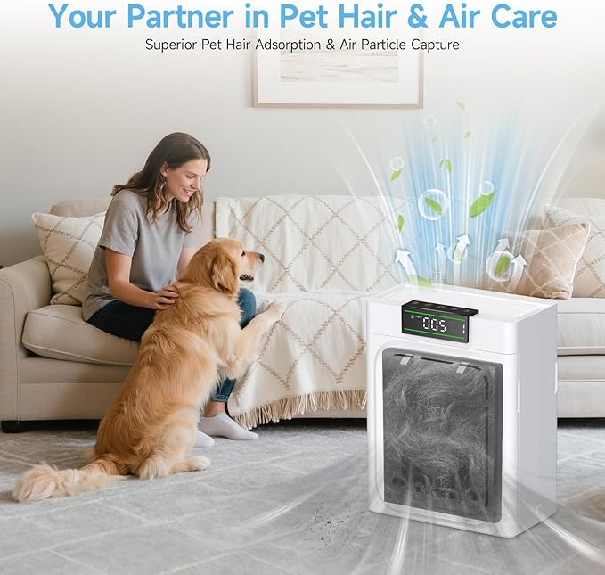 PP02 Replacement Filter Compatible with oneisall PP02 Pet Air Purifier, Double-Sided HEPA Filter for Pet Hair, Dander, Odor, 4 Pack with Washable Pre-Filters
