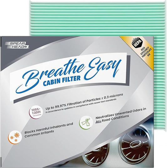 Spearhead HEPA Breathe Easy Cabin Filter, Up to 99.97% Filtration of 0.3 Micron Particles w/No Airflow Reduction (BE-134H)