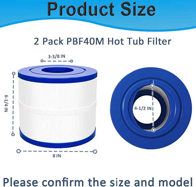 Podoy PBF40M Spa Hot Tub Filter Replacement Compatible with Pleatco PBF40M Wellspring 30 Coreless 10-00282 Bullfrog Spa Filter Replacement Cartridge by Podoy (2 Pack)
