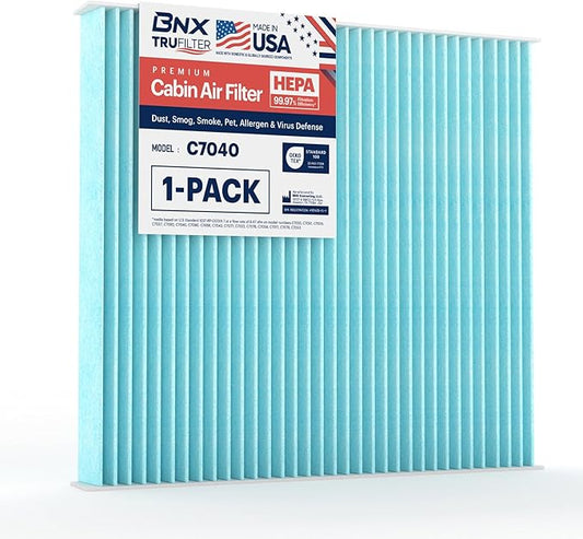 BNX TruFilter C7040 Cabin Air Filter, HEPA 99.97%, MADE IN USA, Compatible With Dodge Durango 2011-2023, Jeep Grand Cherokee 2011-2021, 2022 Grand Cheroke WK