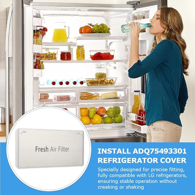 ADQ75493301 Refrigerator Fresh Air Filter Cover Replacement, Fresh Air Filter Assembly Compatible with L-G Refrigerator LRMVS3006S, LRMDS3006S, LRMVC2306S, LRMDC2306D, LRMDS3006D LRFVC2406S LRFDS3016S