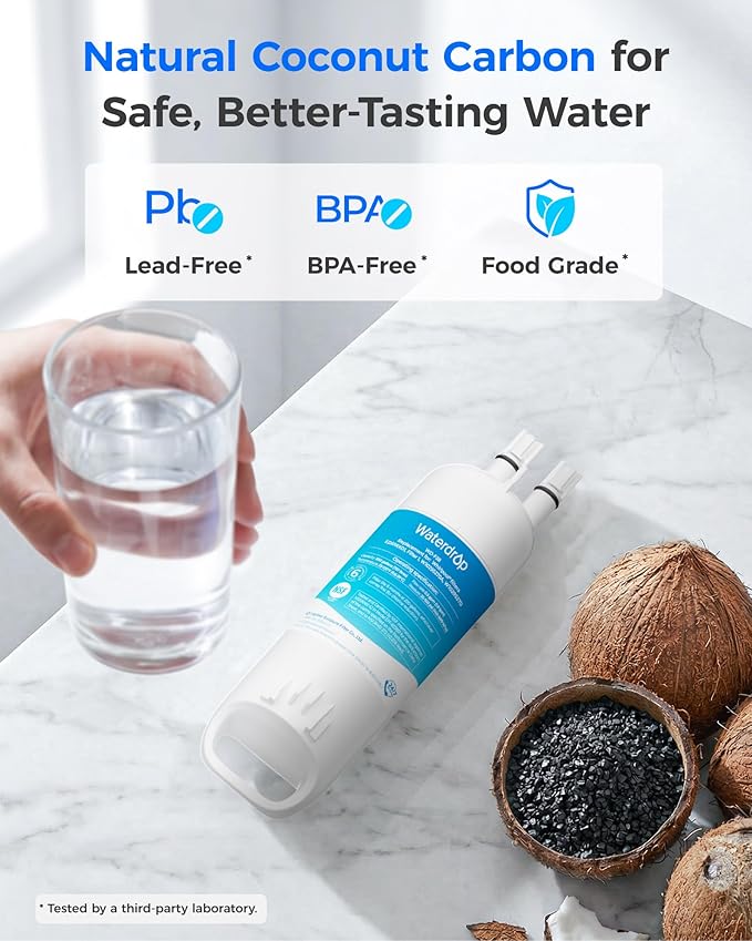 Waterdrop EDR1RXD1 Replacement for Everydrop® Filter 1, W10295370A, EDR1RXD1B, P8RFWB2L, P4RFWB, WD-F38, 46-9081, 46-9930 Refrigerator Water Filter, 4 Pack