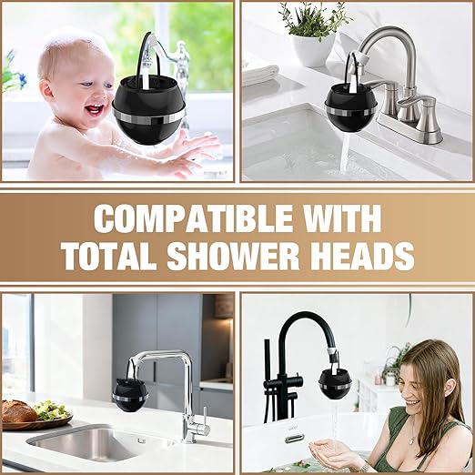SHLLKTTRY Bath Water Filter for Tub Faucet with Overflow,Filtration,Remove Contaminants,Chlorine,Fluoride,Hard Water Softener,Enhances Health of Skin,Hair,Nails,Relieve Eczema,3,000 Gallons,Black