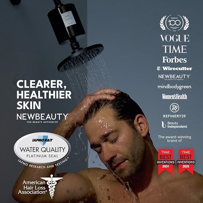 Filterbaby All-Metal Shower Filter Pro - IAPMO Certified to NSF 177 Standard, Doctor Developed, Reduces up to 99% Chlorine/Chloramine/Lead/Certain Heavy Metals, Great Water Pressure,Long Lasting,Black