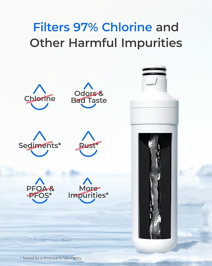 Waterdrop LT1000PC ADQ747935 Refrigerator Water Filter and Air Filter, Replacement for LG® LT1000P®, LMXS28626S, LFXS26973S, LFXS26596S, LFXS28596S, ADQ74793501, ADQ74793502 and LT120F®, 4 Combo