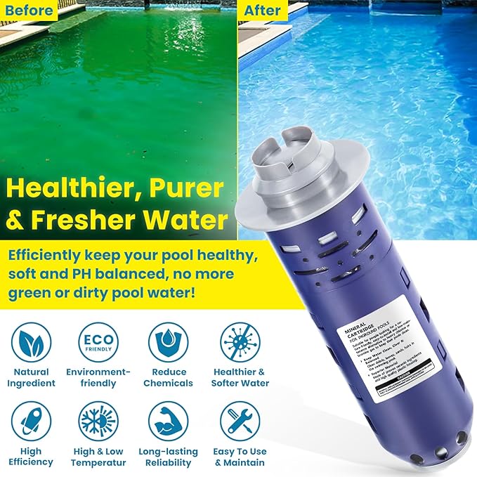 Replacement for Nature2 Duoclear 25 35 Mineral Cartridge W28000 W28001 for All Zodiac Duoclear & Nature2 Fusion, Fusion Soft, Vision Pro System Aboveground Ingroud Swimming Pool Up to 35,000 Gallons