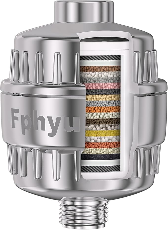 20 Stage Shower Filter, Universal Hard Water Filter Removes Chlorine & Impurities, High Flow Chrome Shower Head Filter Water Softener for Dry Skin, Hair Loss and Sensitive Skin