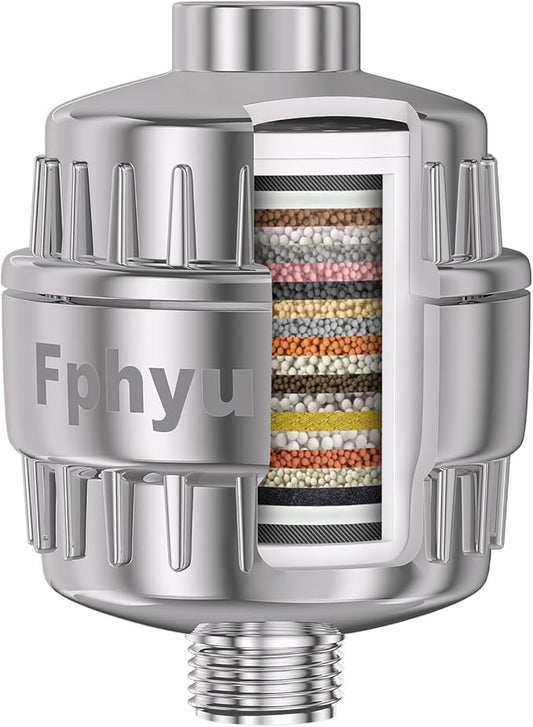 20 Stage Shower Filter, Universal Hard Water Filter Removes Chlorine & Impurities, High Flow Chrome Shower Head Filter Water Softener for Dry Skin, Hair Loss and Sensitive Skin