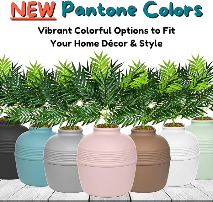 Good Pet Stuff Hidden Litter Box Planter, Decorative Cat Litter Enclosure with Carbon Filter & Faux Plant, Made in USA, Removable Liner, Odor Control, NEW Round Style, Essentials Kit, Blush Pink