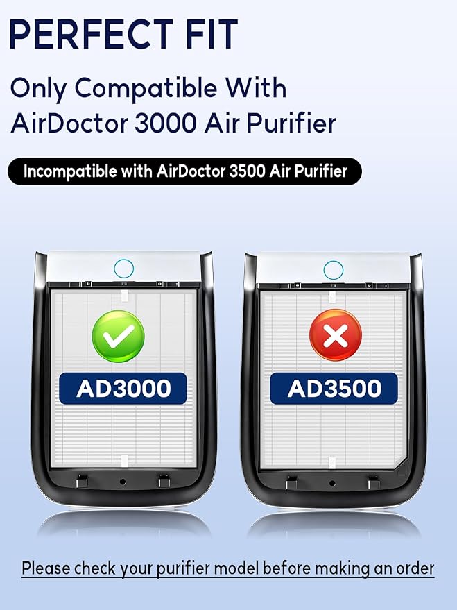 3000 Replacement Filters Compatible with Air Doctor 3000 Air Purifier – 1 Premium Efficiency Filter + 1 Activated Carbon/VOC Filter + 4 Pre-Filters (Not Compatible with 3500)