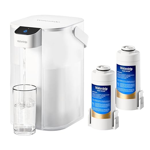 Waterdrop ED01W Electric Water Filter Pitcher with 2 Filters, Reduce 99.6% of Lead and 45+ Impurities, 15-Cup 200-Gallon Capacity, Rechargeable Instant Dispenser, NSF/ANSI 42&53&401&372, White