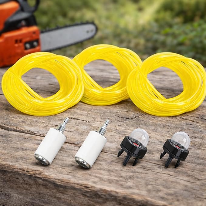 Podoy Fuel Line with Primer Bulb Fuel Filter kit Compatible with Zama Poulan Homelite Craftman Husqvarna Ryobi Carburetor Chainsaw Trimmer Repower Kit
