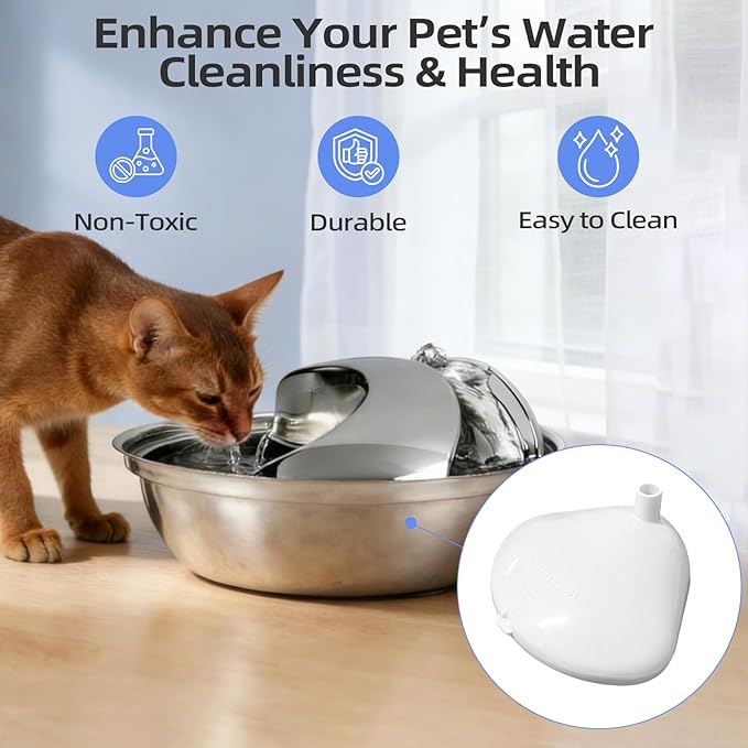 Cat and Dog Water Fountain Filters - 1 Filter Housing + 3 Replacement Filters, Compatible with Stainless Steel Pet Fountains, L-Shape Cartridge Kit, Easy Install & Clean