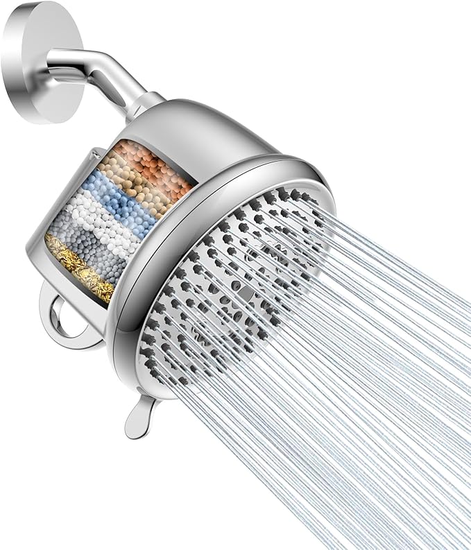 PWERAN Filtered Shower Head COMBO, High Pressure Showerhead 8 Modes Quick Installation 10-Stage Shower Filter, Water Softener Shower heads for Hard Water 99% Remove Chlorine Reduces Dry Skin & Hair